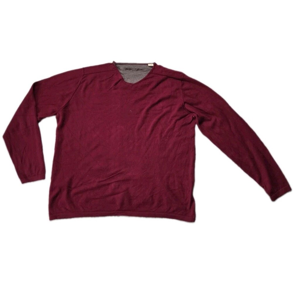 Tommy Bahama Burgundy Cotton Cashmere V-Neck Sweater Mens XL GUC